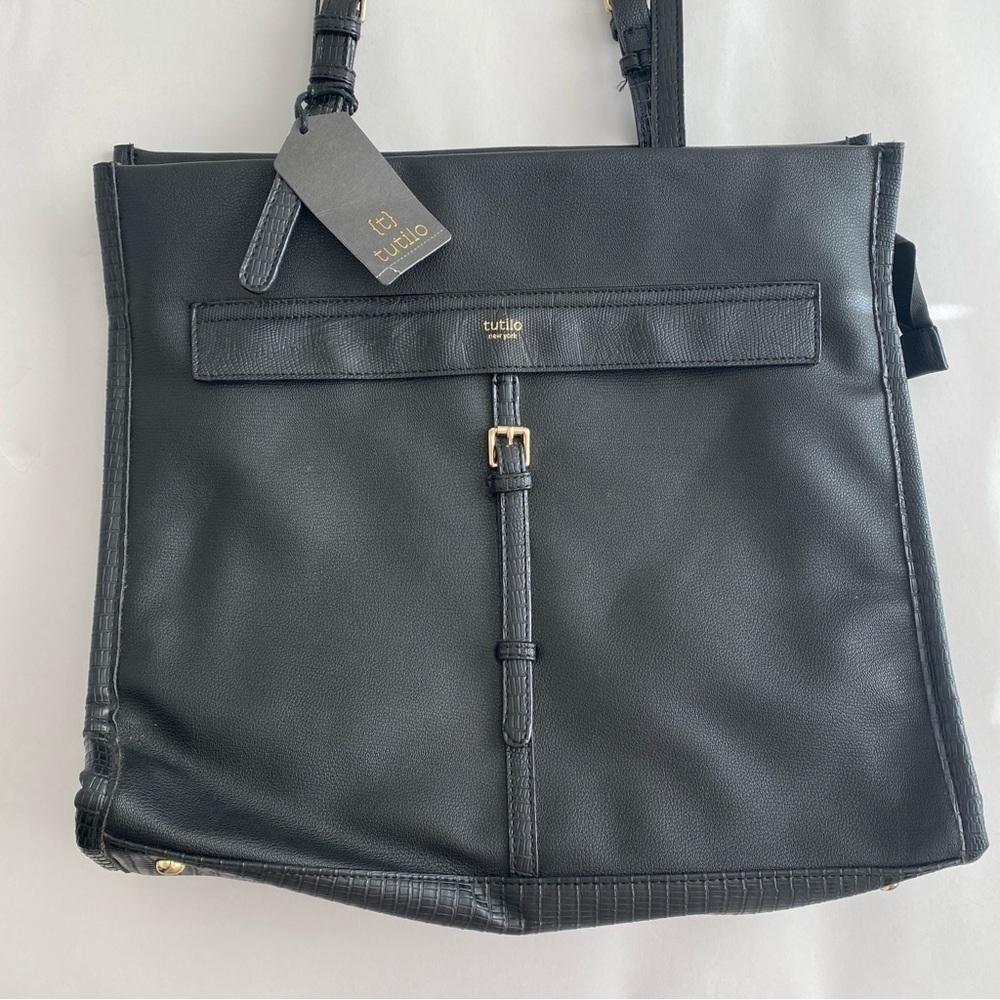 NWT Tutilo New York Tote Work Travel Bag Black Essex Collection